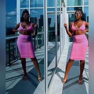 Two Piece Bralette Skirt Set